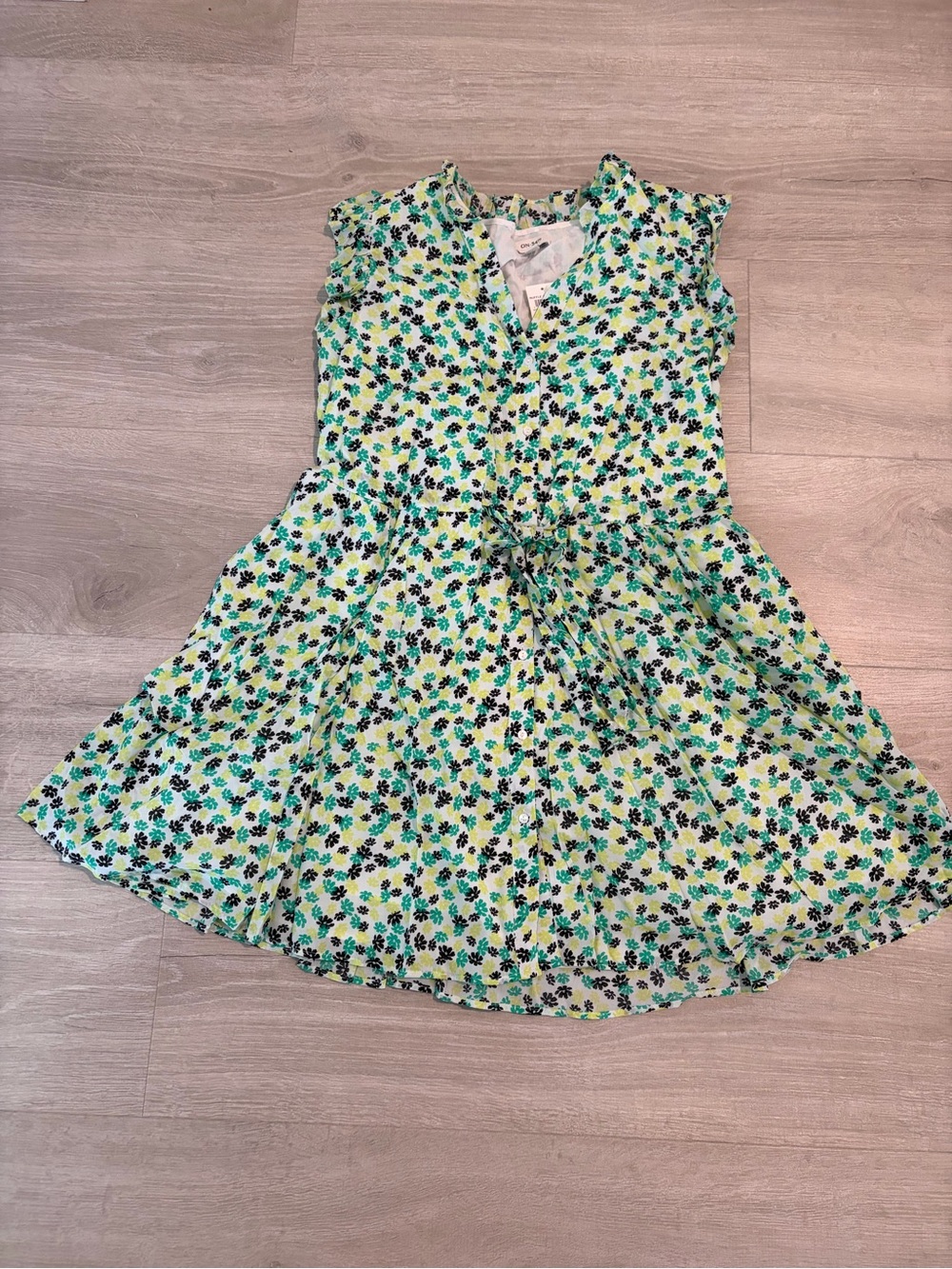 Womans Floral Tie-Waist Dress in Green